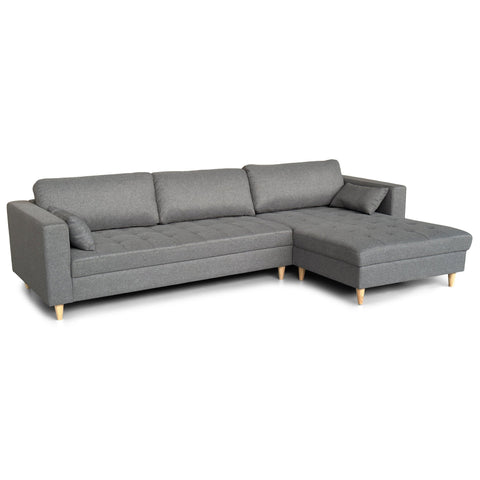 Brandy - Højrevendt og venstrevendt vendbar chaiselong sofa grå - L: 290  x D: 96 x H: 80 cm