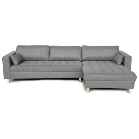 Brandy - Højrevendt og venstrevendt vendbar chaiselong sofa grå - L: 290  x D: 96 x H: 80 cm