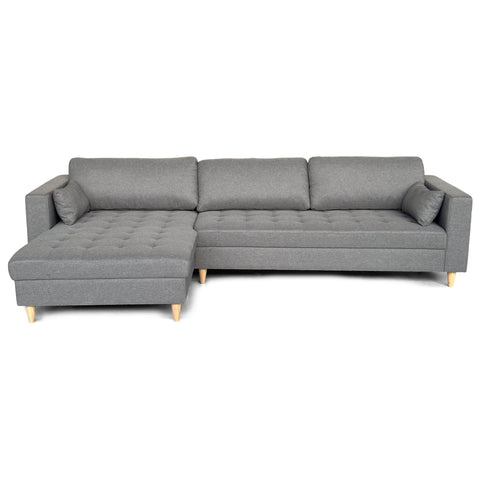 Brandy - Højrevendt og venstrevendt vendbar chaiselong sofa grå - L: 290  x D: 96 x H: 80 cm