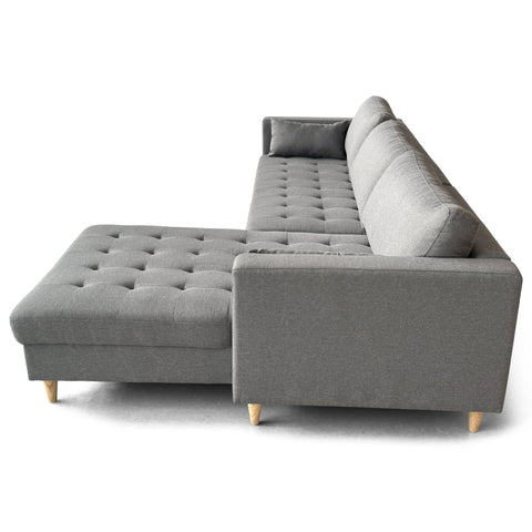 Brandy - Højrevendt og venstrevendt vendbar chaiselong sofa grå - L: 290  x D: 96 x H: 80 cm