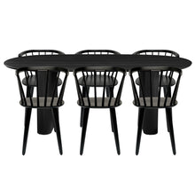Spisebordssæt - Carisma sort ovalt Lamel Spisebord 210 cm + 6 X Martha sort Spisebordsstole