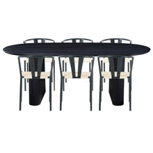 Spisebordssæt - Carisma sort ovalt Lamel Spisebord 210 cm + 6 X Shila sort Spisebordsstole