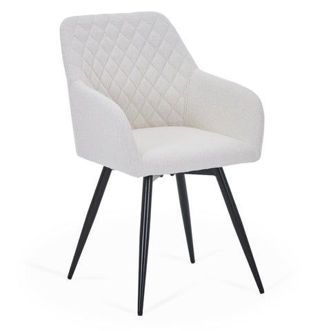 Carlo spisebordsstol -  Hvid boucle med drejefunktion 360 grader