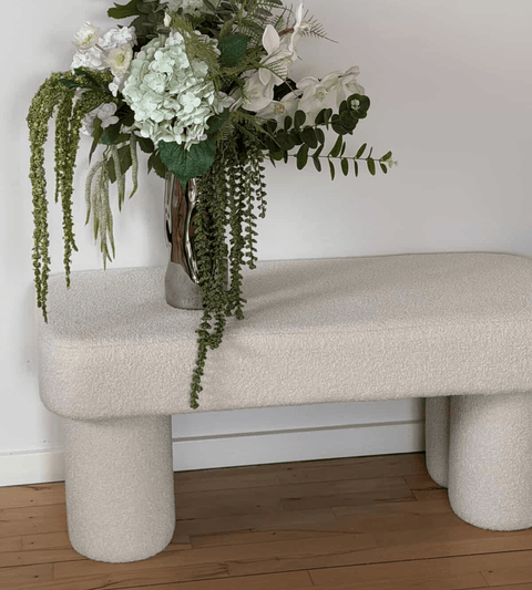 Linea bænk hvid Boucle 100x42x44 cm
