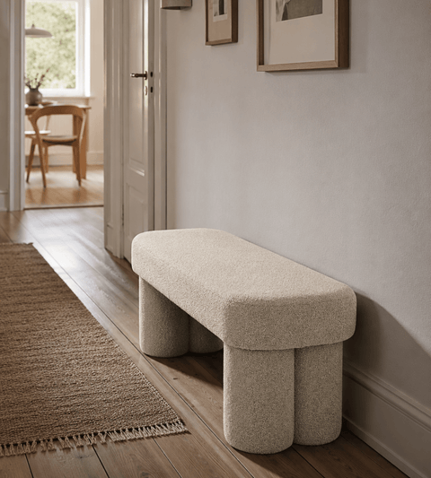 Linea bænk beige Boucle 100x42x44 cm
