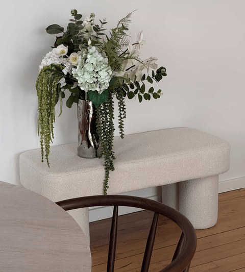 Linea bænk hvid Boucle 100x42x44 cm