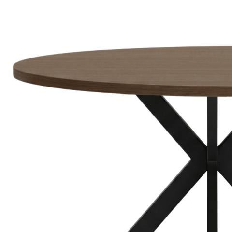 Ebbe rundt spisebord i røget eg med krydsben Ø100