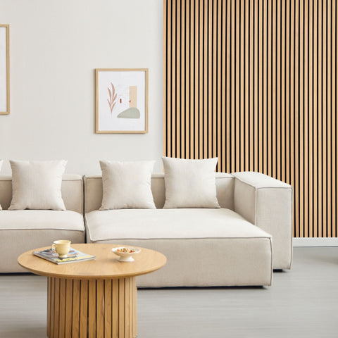 Premium fleksibel akustikpanel i egetræsfiner 2400x520x18 mm