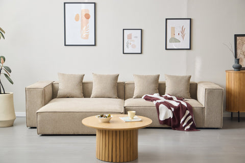 Hailey - Hjørnesofa modulsofa i sand med 4 moduler (Opstilling 2)  L: 368 X D: 247 X H: 65 Cm