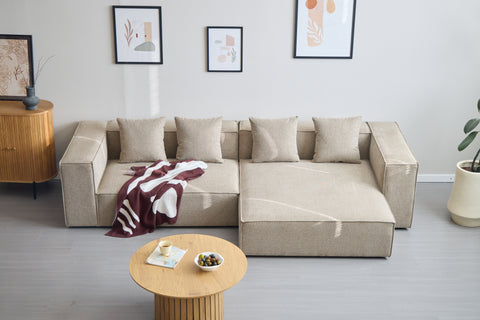 Hailey - Højrevendt chaiselong modulsofa i sand med 2 moduler L: 294 X D: 148 X H: 65 cm