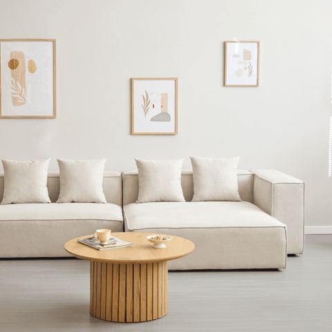 Hailey - Højrevendt chaiselong modulsofa i beige med 2 moduler L: 294 X D: 148 X H: 65 cm