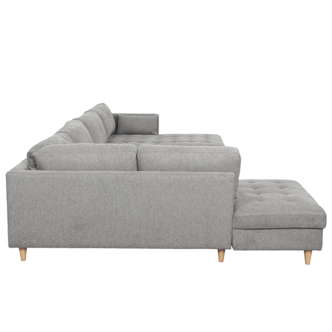 Brandy - højrevendt u-sofa i grå med chaiselong -  L: 366 x D: 211 x H: 80 cm