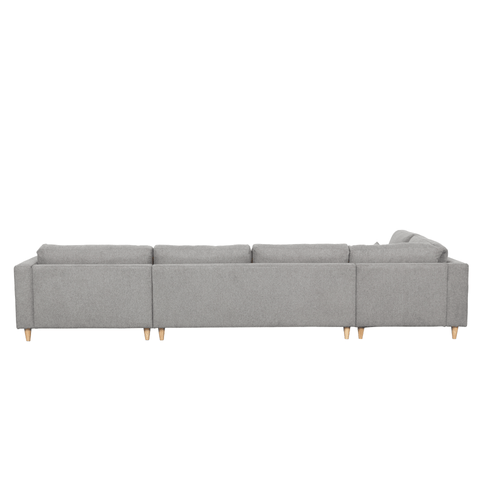 Brandy - højrevendt u-sofa i grå med chaiselong -  L: 366 x D: 211 x H: 80 cm