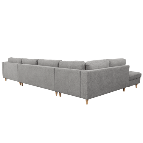 Brandy - højrevendt u-sofa i grå med chaiselong -  L: 366 x D: 211 x H: 80 cm