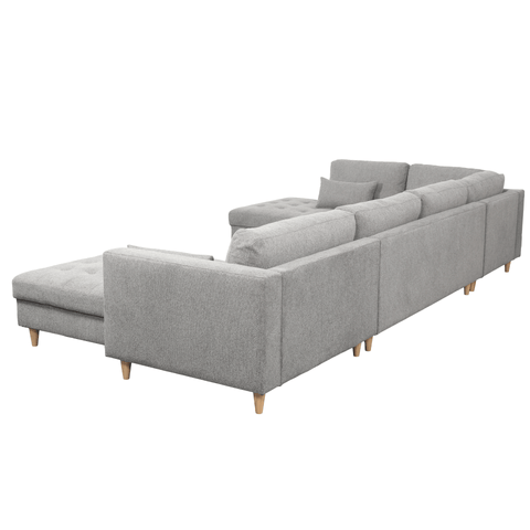 Brandy - højrevendt u-sofa i grå med chaiselong -  L: 366 x D: 211 x H: 80 cm