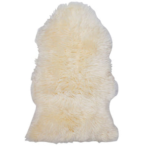 Ægte New Zealand lammeskind langhåret - Hvid 95x65 cm