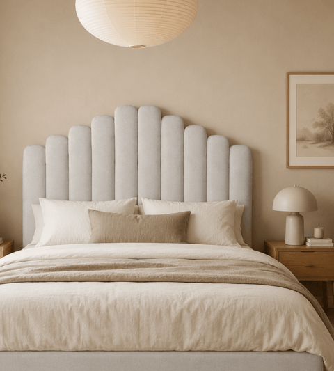 Viola sengegavl 180x143 cm i beige tekstil