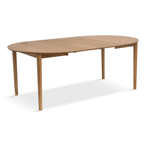 Joshua - Rundt spisebord i natur egefiner med udtræk 120/160/200 cm - Inkl. 2 Tillægsplader