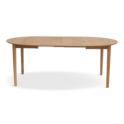Joshua - Rundt spisebord i natur egefiner med udtræk 120/160/200 cm - Inkl. 2 Tillægsplader