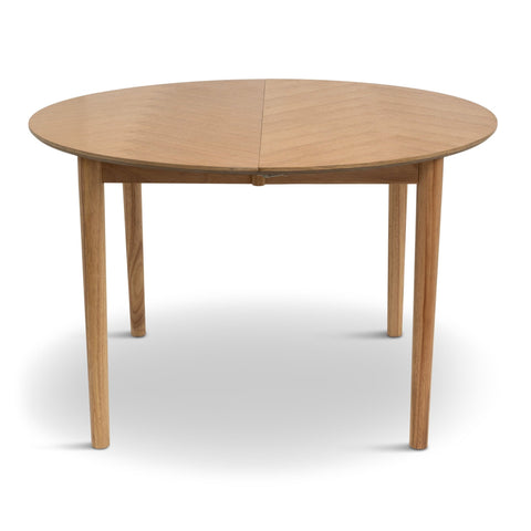 Joshua - Rundt spisebord i natur egefiner med udtræk 120/160/200 cm - Inkl. 2 Tillægsplader