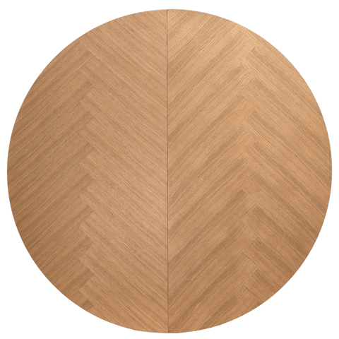 Joshua - Rundt spisebord i natur egefiner med udtræk 120/160/200 cm - Inkl. 2 Tillægsplader