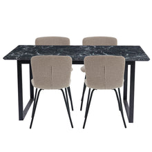 Spisebordssæt - Karl spisebord 160 cm sort marmorprint + 4 x Kate spisebordsstole Beige boucle