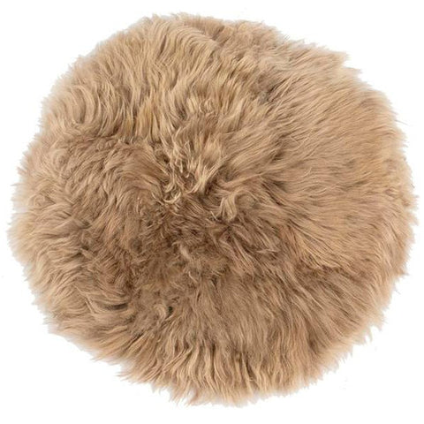 Beige rund lammeskindshynde Ø35 cm Imiteret