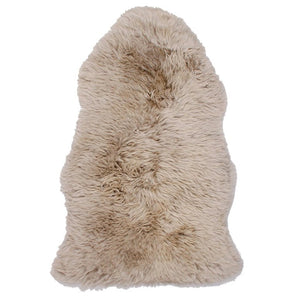 Ægte New Zealand lammeskind langhåret - Beige 95x65 cm