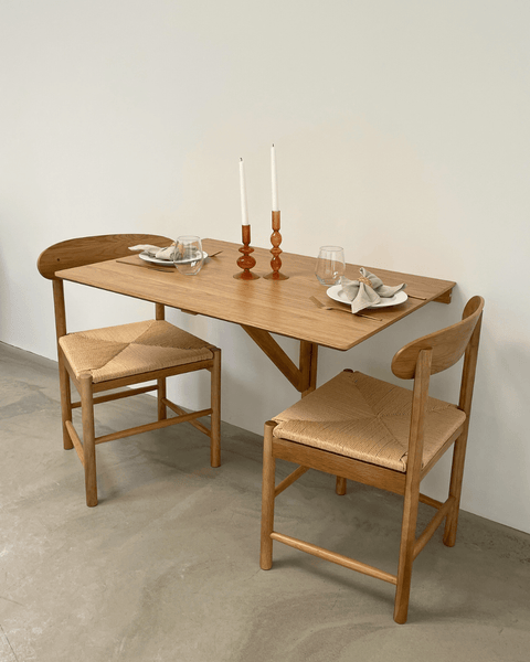 Madison træstol i eg med flet sæde