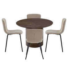 Spisebordssæt - Milas Rundt Lamel Spisebord Ø120 (Røget egefiner)  + 4 X Kate Beige Spisebordsstole