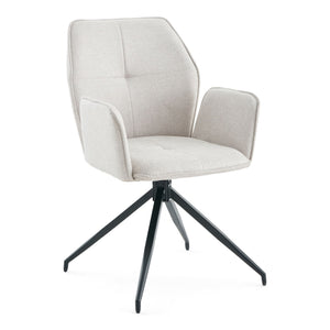 Minna Spisebordsstol - beige tekstil med drejefunktion 360 grader
