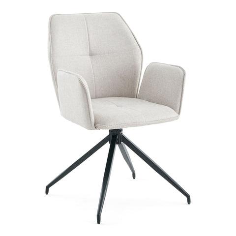 Minna Spisebordsstol - beige tekstil med drejefunktion 360 grader
