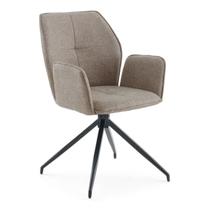 Minna Spisebordsstol - sand tekstil med drejefunktion 360 grader