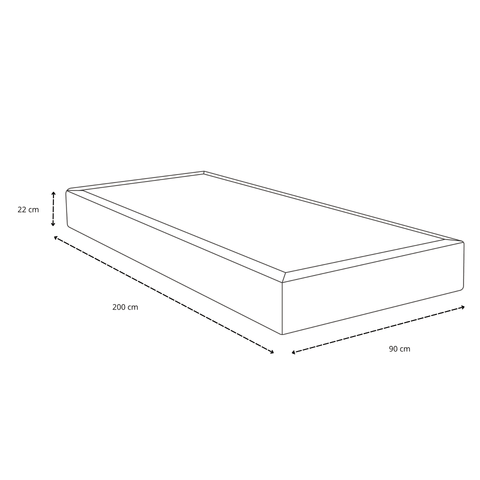 Premium boxmadras seng i beige med 90x200 cm med 7 cm topmadras i memoryskum ekskl. ben