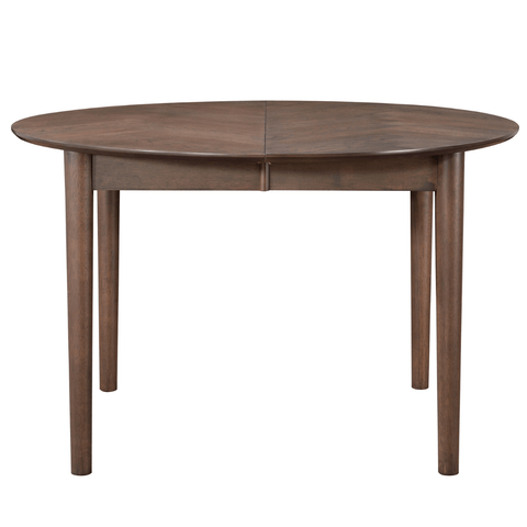 Maggie - Rundt spisebord i røget egefiner med udtræk 120/160/200 cm - Inkl. 2 Tillægsplader. Uden emballage, ridser, småskader (OUB10512)