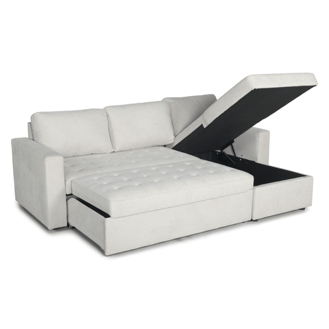 Sinus beige sovesofa med vendbar chaiselong og opbevaring