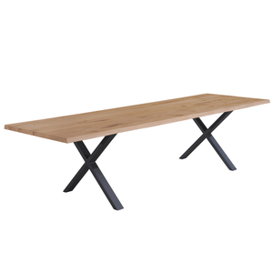 Susan plankebord - 300x95 cm - i olieret eg med krydsben - (Forberedt til tillægsplader)