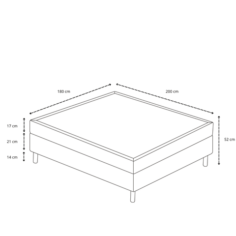 Theodor kontinentalseng i beige 180x200 cm inkl. chrome ben