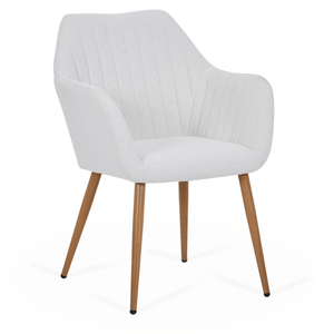 Vanessa spisebordsstol med armlæn - hvid boucle og egelook