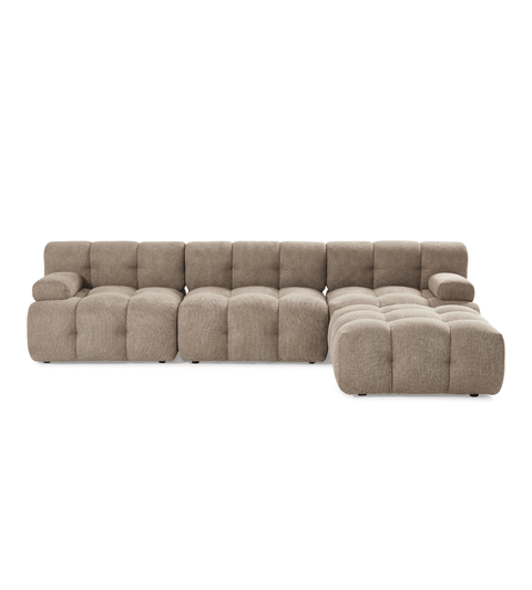 Lilie - modulsofa i sand med 3 moduler højre- og venstrevendt chaiselong - L: 285 x D: 190 x H: 64 cm
