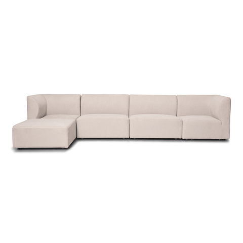 Emilia modulsofa i beige 4 moduler med højre- og venstrevendt chaiselong L: 328 X D: 158 X H: 72 cm