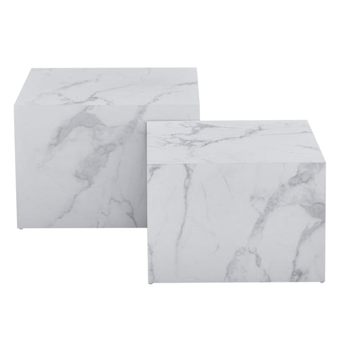 Adele - Sæt af sofaborde i hvidt marmorprint