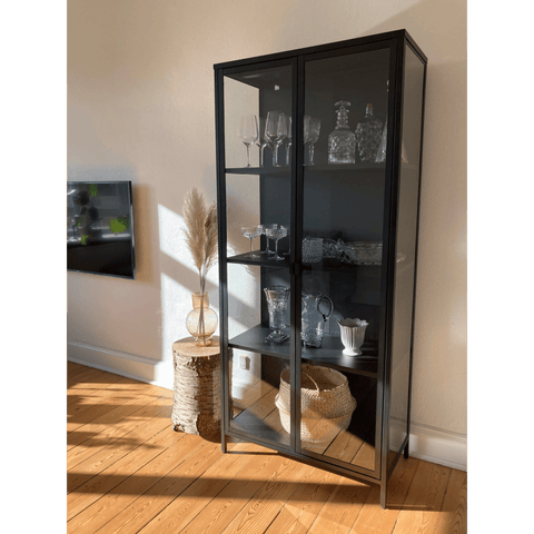 Herman Vitrineskab - Sort metal/glas - 80x40x180 cm