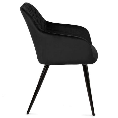 Carlo spisebordsstol - Sort velour med drejefunktion 360 grader