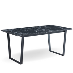 Karl spisebord i mat sort med marmor look - 160 x 90 cm.