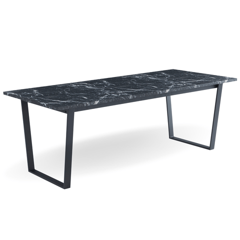 Karl spisebord i mat sort med marmor look - 210 x 90 cm