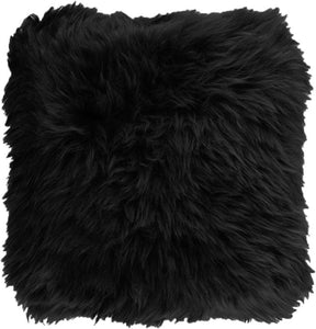 Ægte lammeskindspude - Sort 45x45 cm