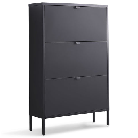Herman Skoskab - Sort metal med 3 rum - 80x26x125 cm