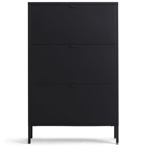 Herman Skoskab - Sort metal med 3 rum - 80x26x125 cm
